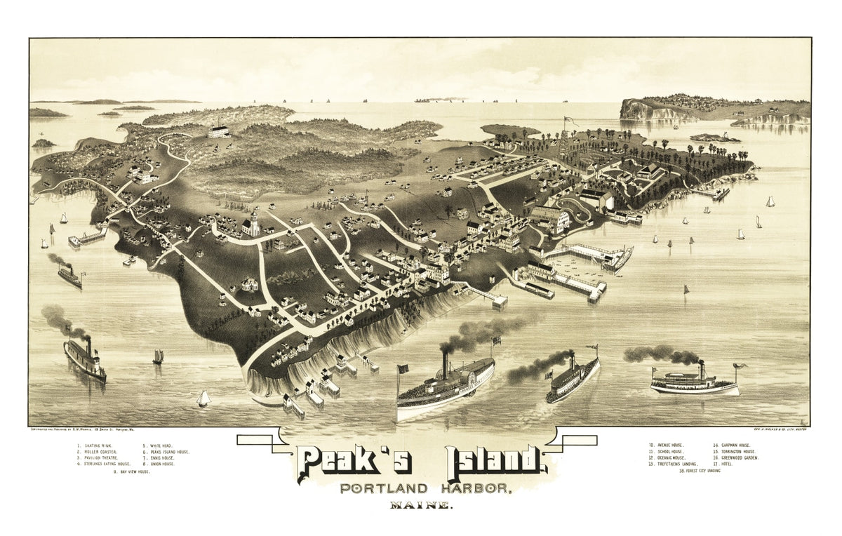 Preview of Vintage Map of Peak's Island, Maine 1886
