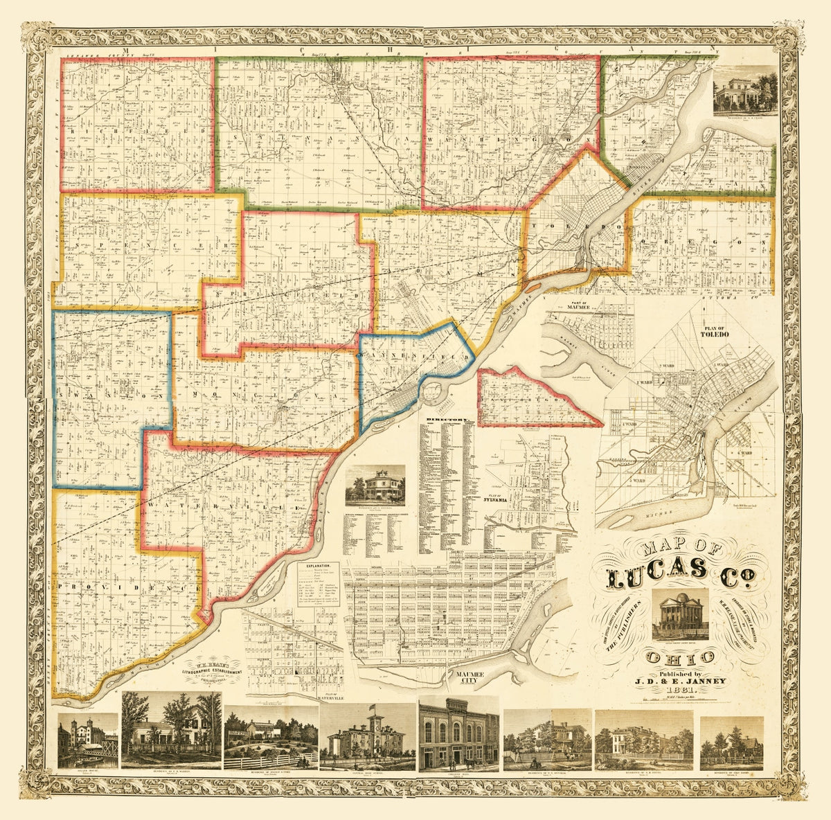 Preview of Vintage Map of Lucas County, Ohio 1861
