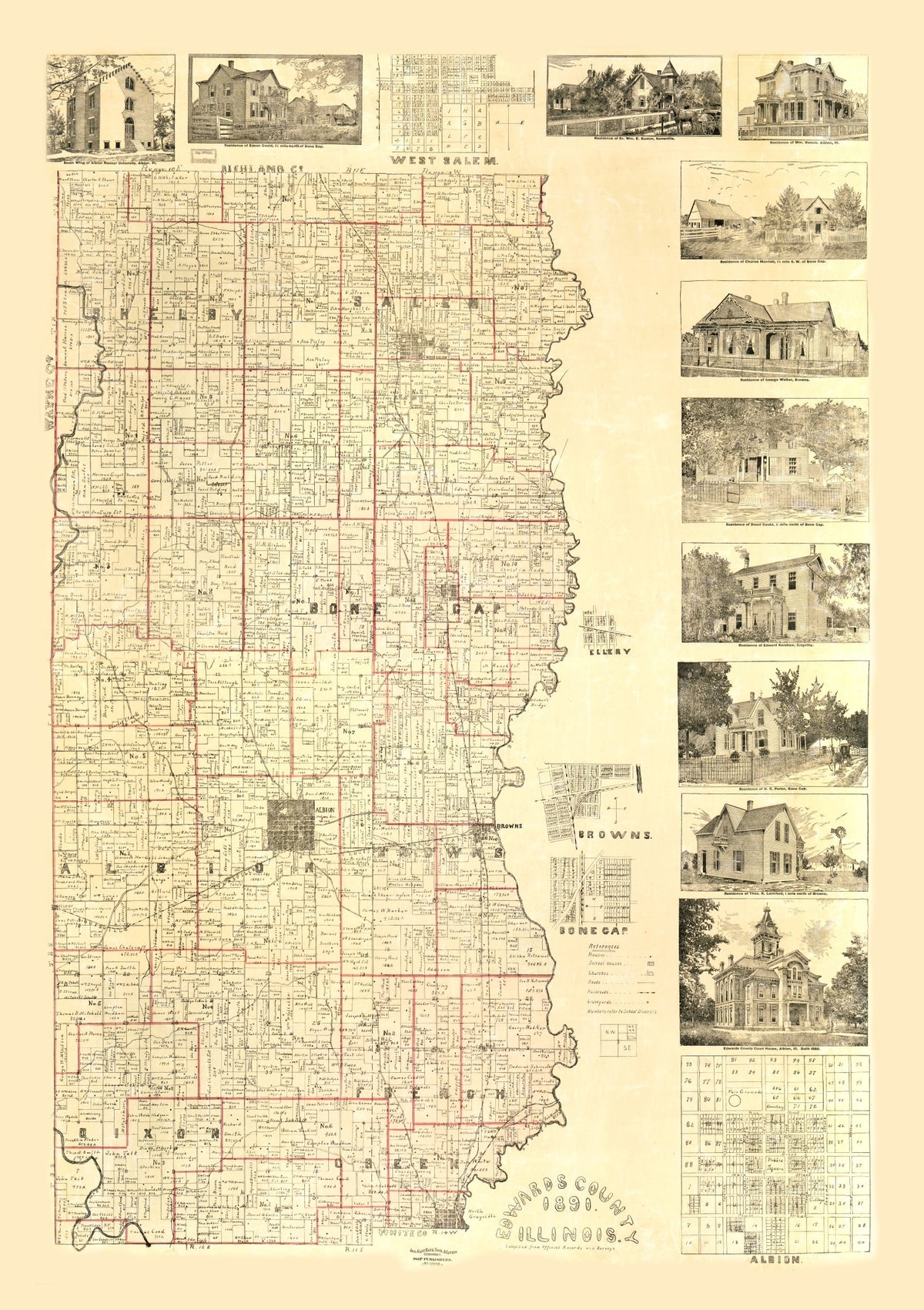 Preview of Vintage Map of Edwards County, Illinois 1891