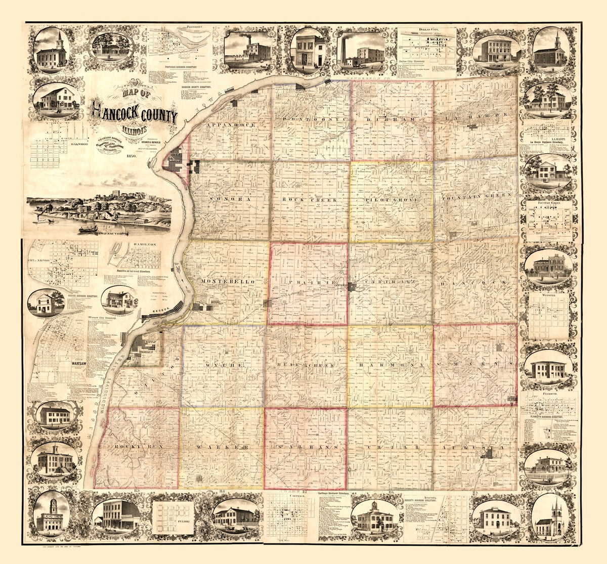Preview of Vintage Map of Hancock County, Illinois 1859