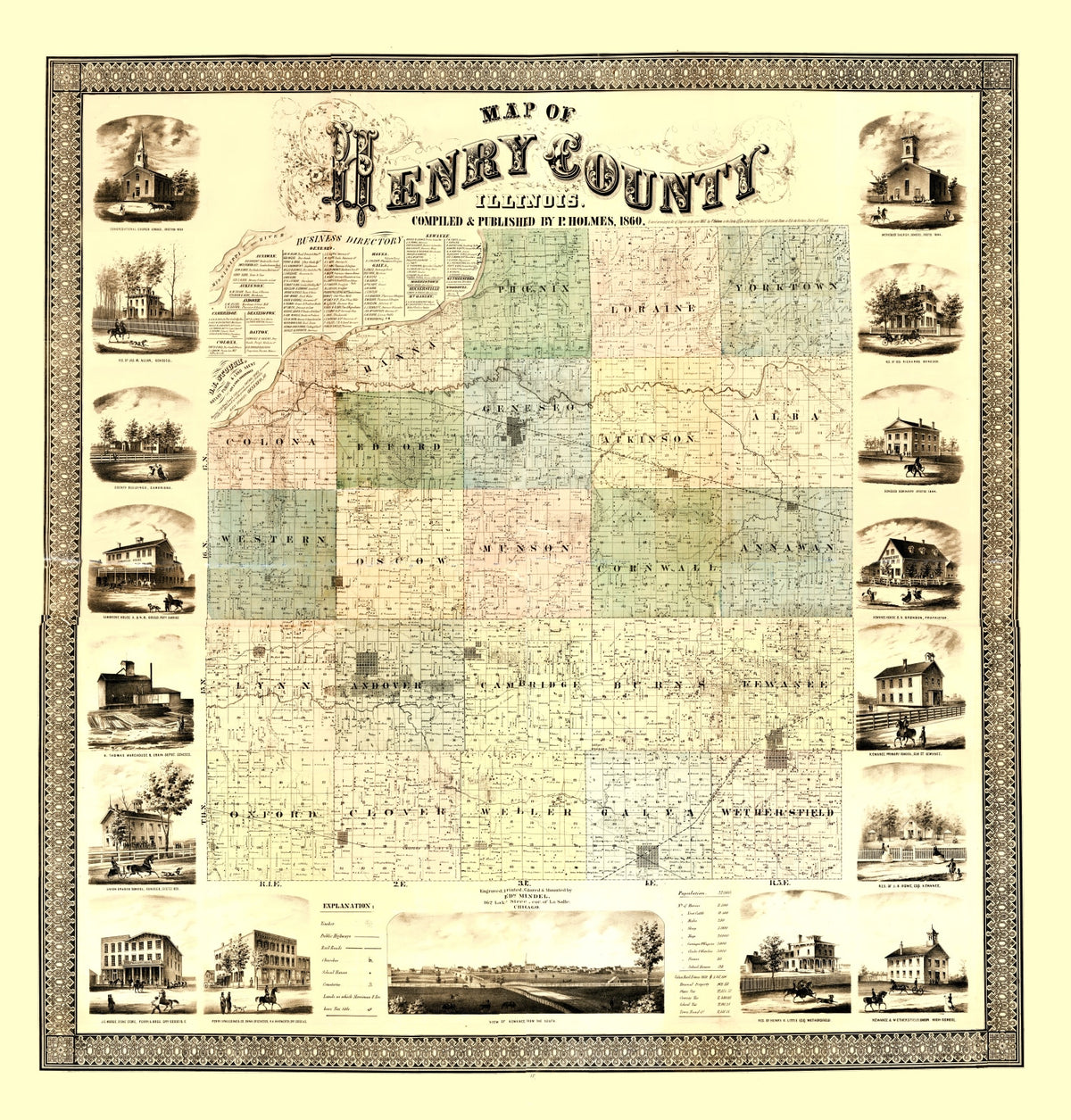 Preview of Vintage Map of Henry County, Illinois 1860