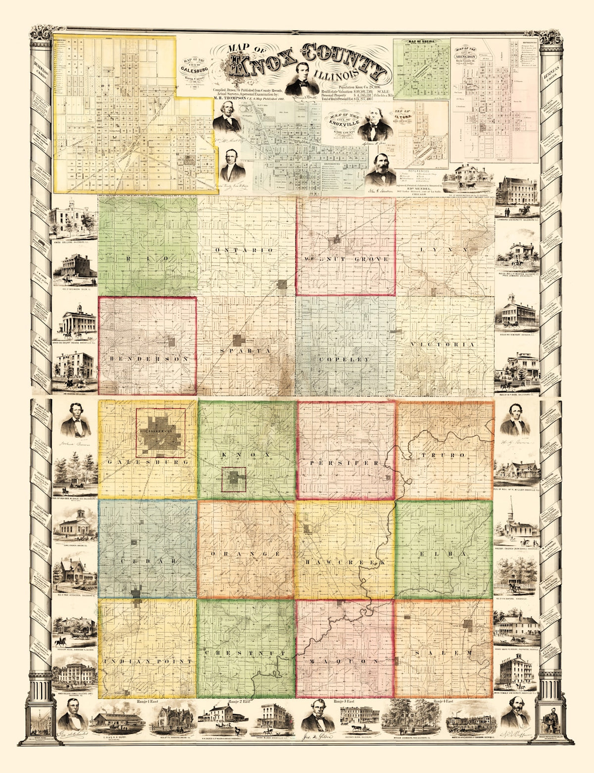 Preview of Vintage Map of Knox County, Illinois 1861