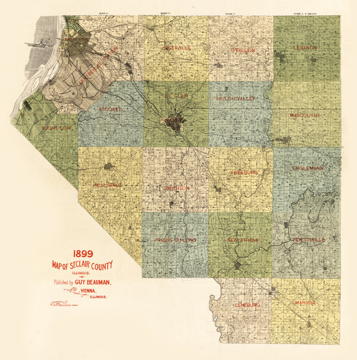 Preview of Vintage Map of St Clair County, Illinois 1899
