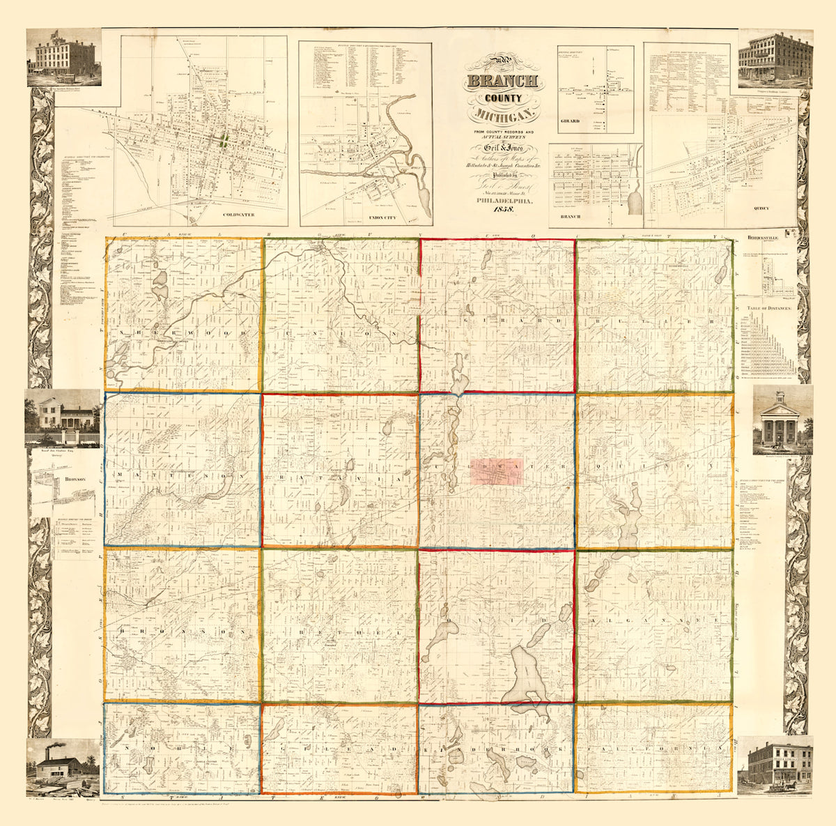 Preview of Vintage Map of Branch County, Michigan 1858