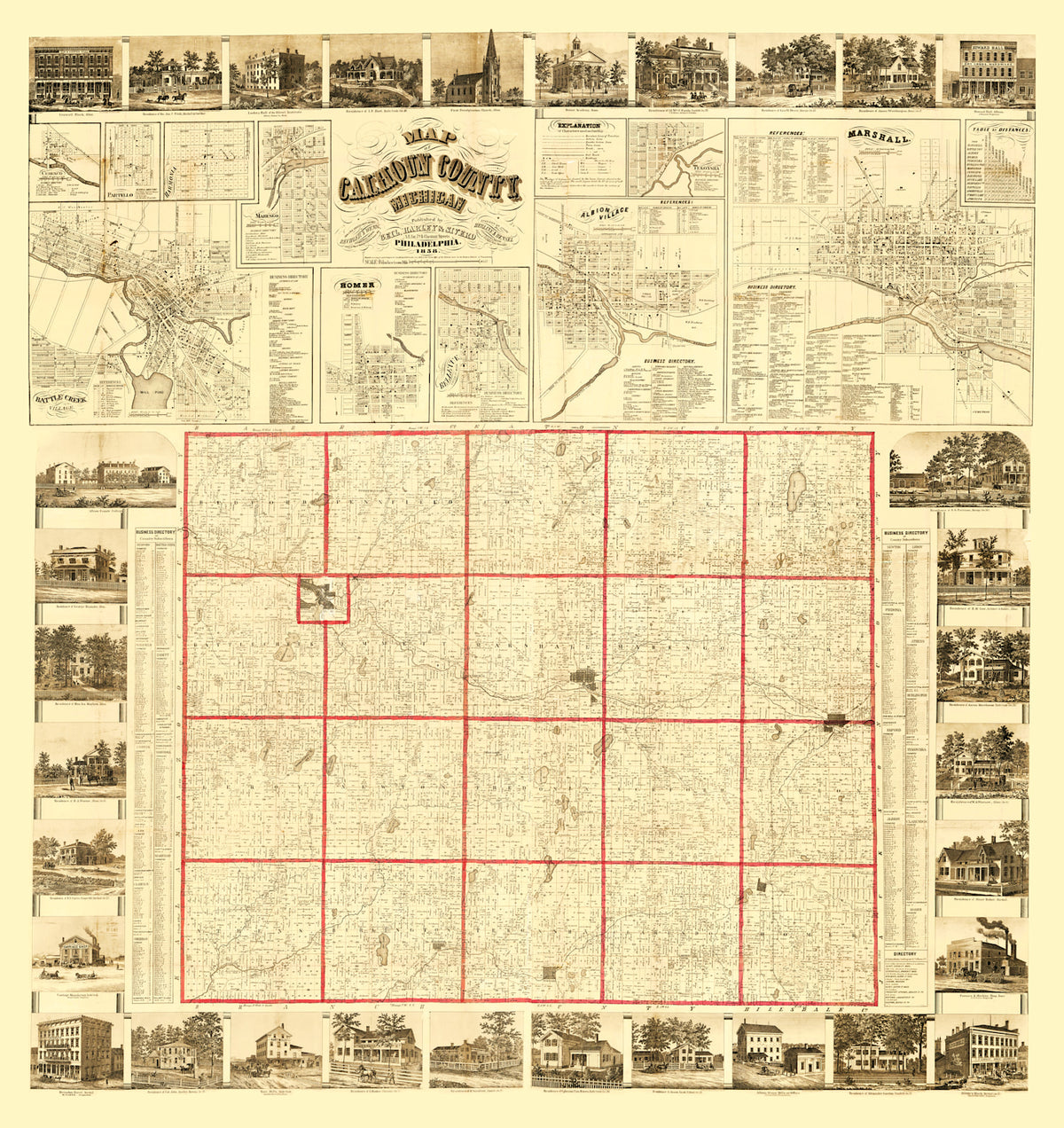 Preview of Vintage Map of Calhoun County, Michigan 1858