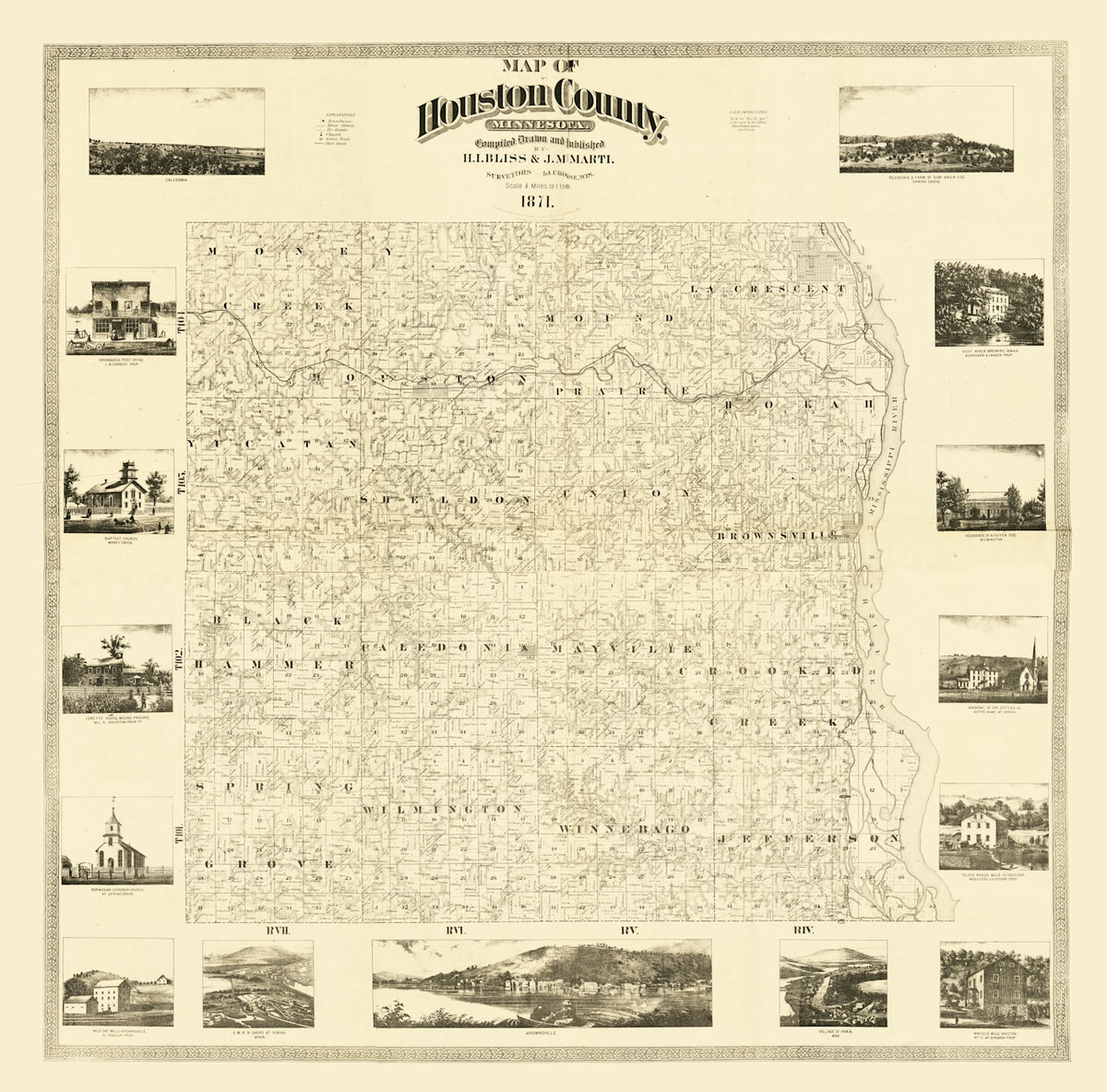 Preview of Vintage Map of Houston County, Minnesota 1871