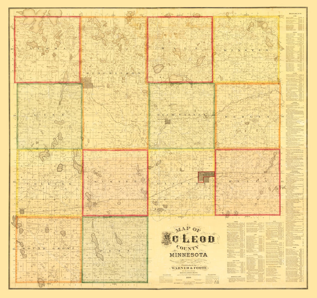 Preview of Vintage Map of McLeod County, Minnesota 1880