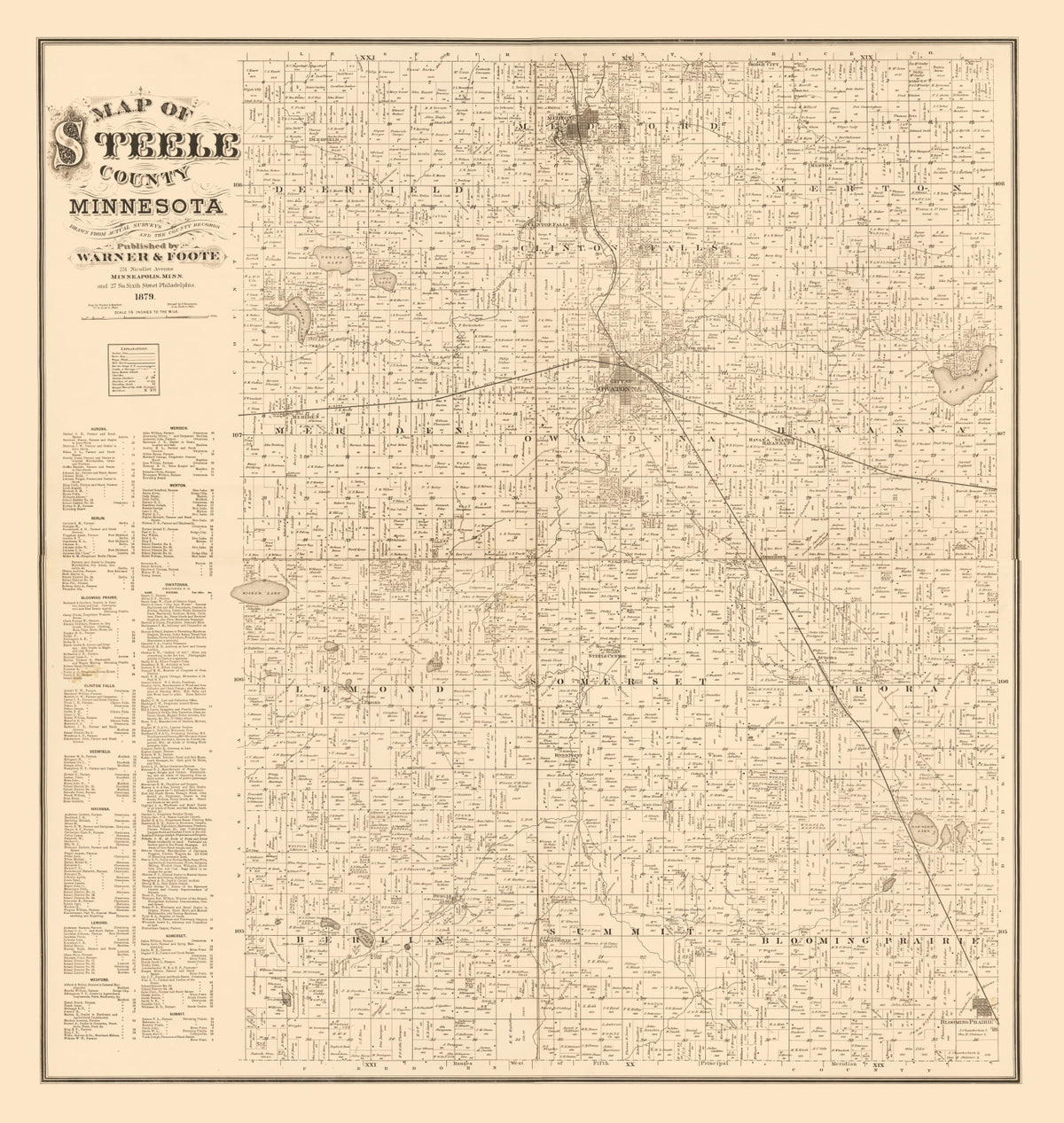 Preview of Vintage Map of Steele County, Minnesota 1879