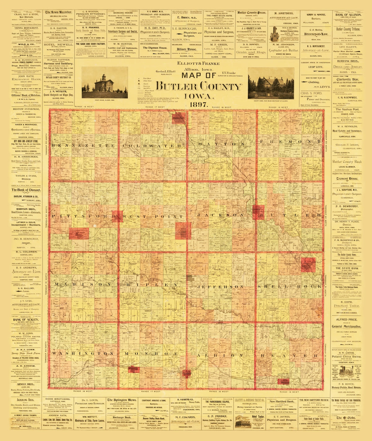 Preview of Vintage Map of Butler County, Iowa 1897