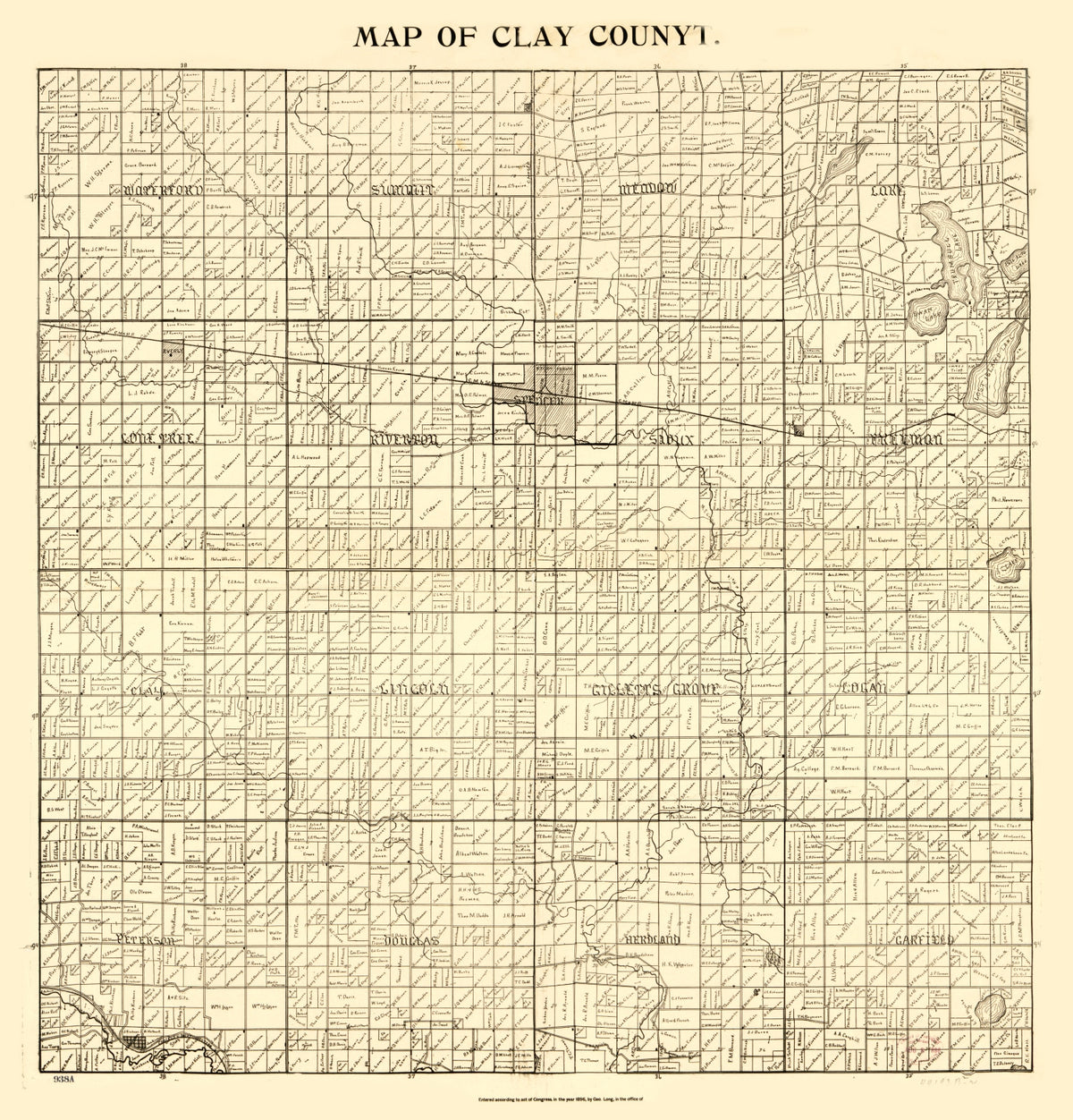 Preview of Vintage Map of Clay County, Iowa 1896