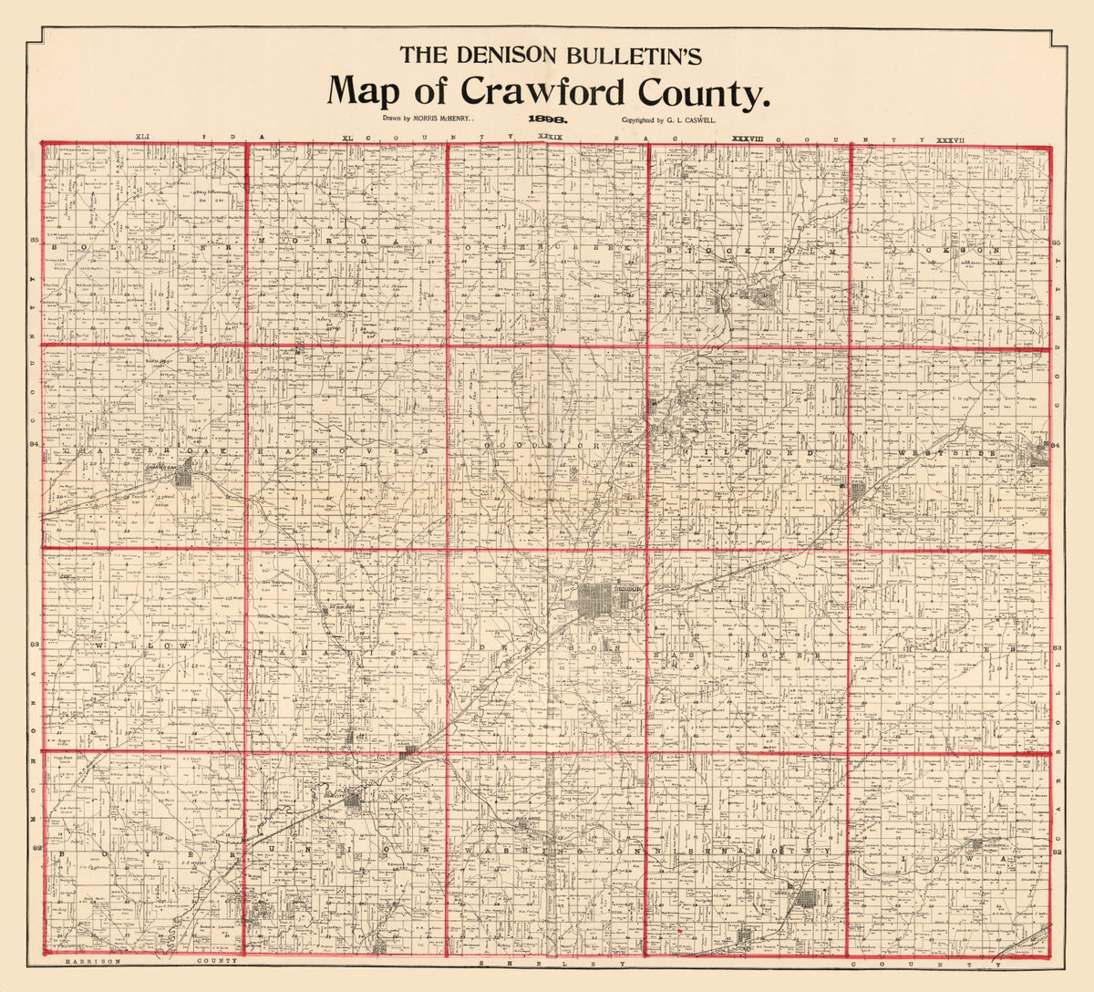 Preview of Vintage Map of Crawford County, Iowa 1898
