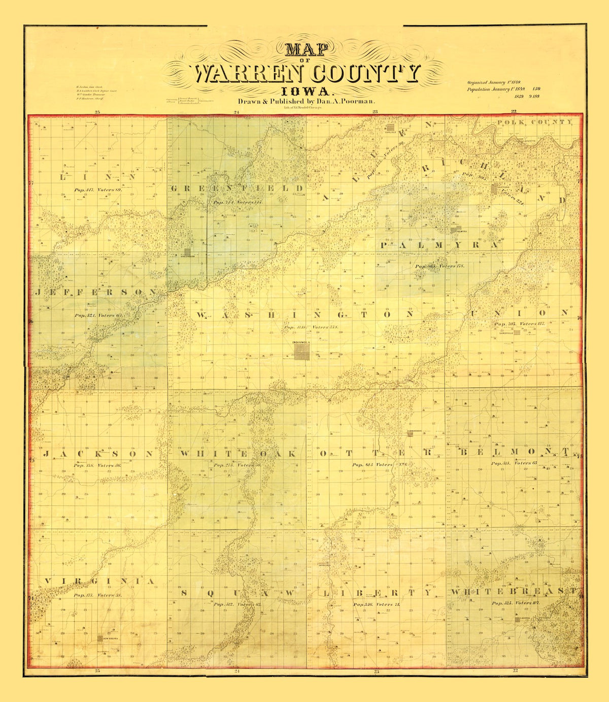 Preview of Vintage Map of Warren County, Iowa 1859