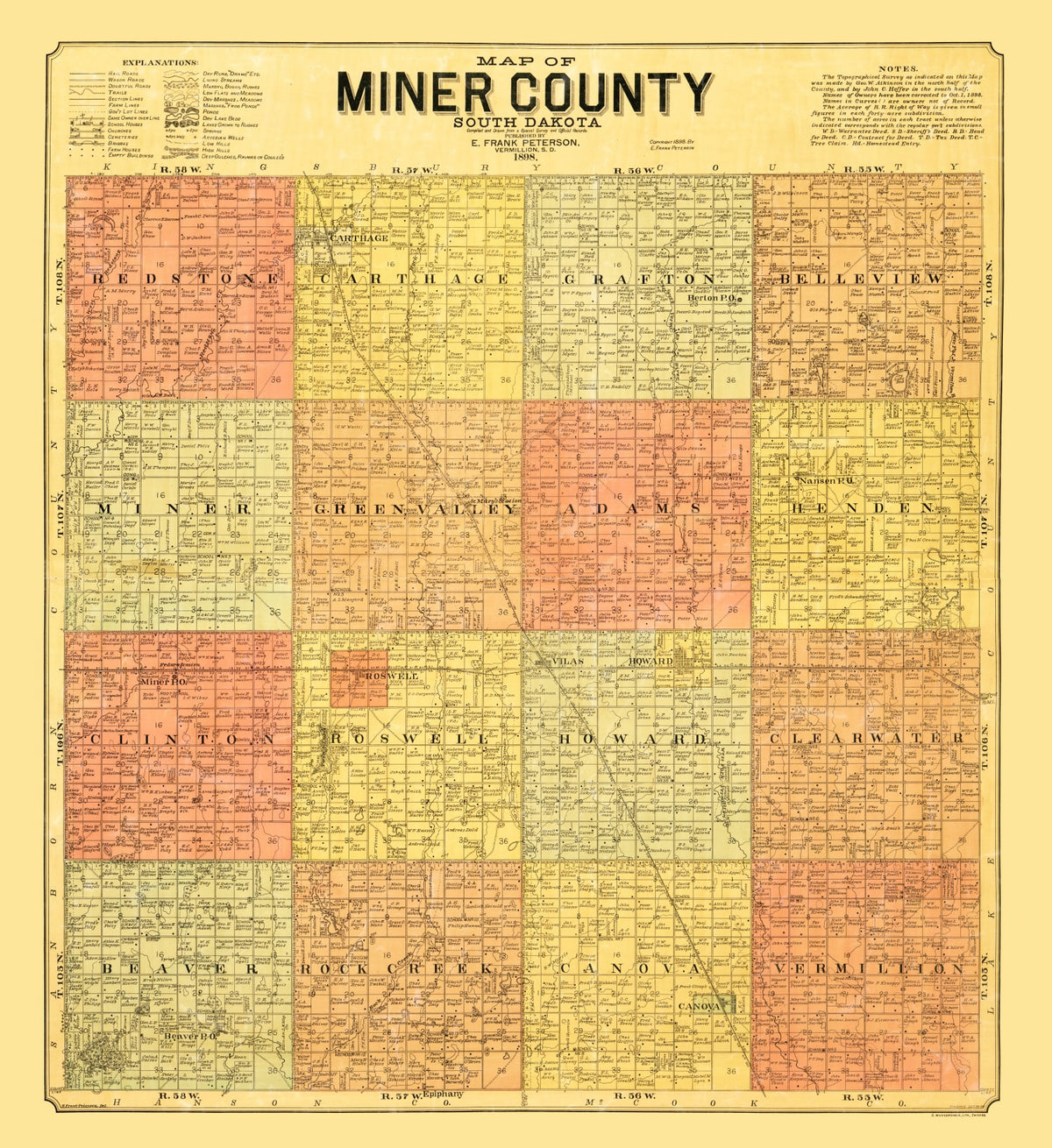 Preview of Vintage Map of Miner County, South Dakota 1898