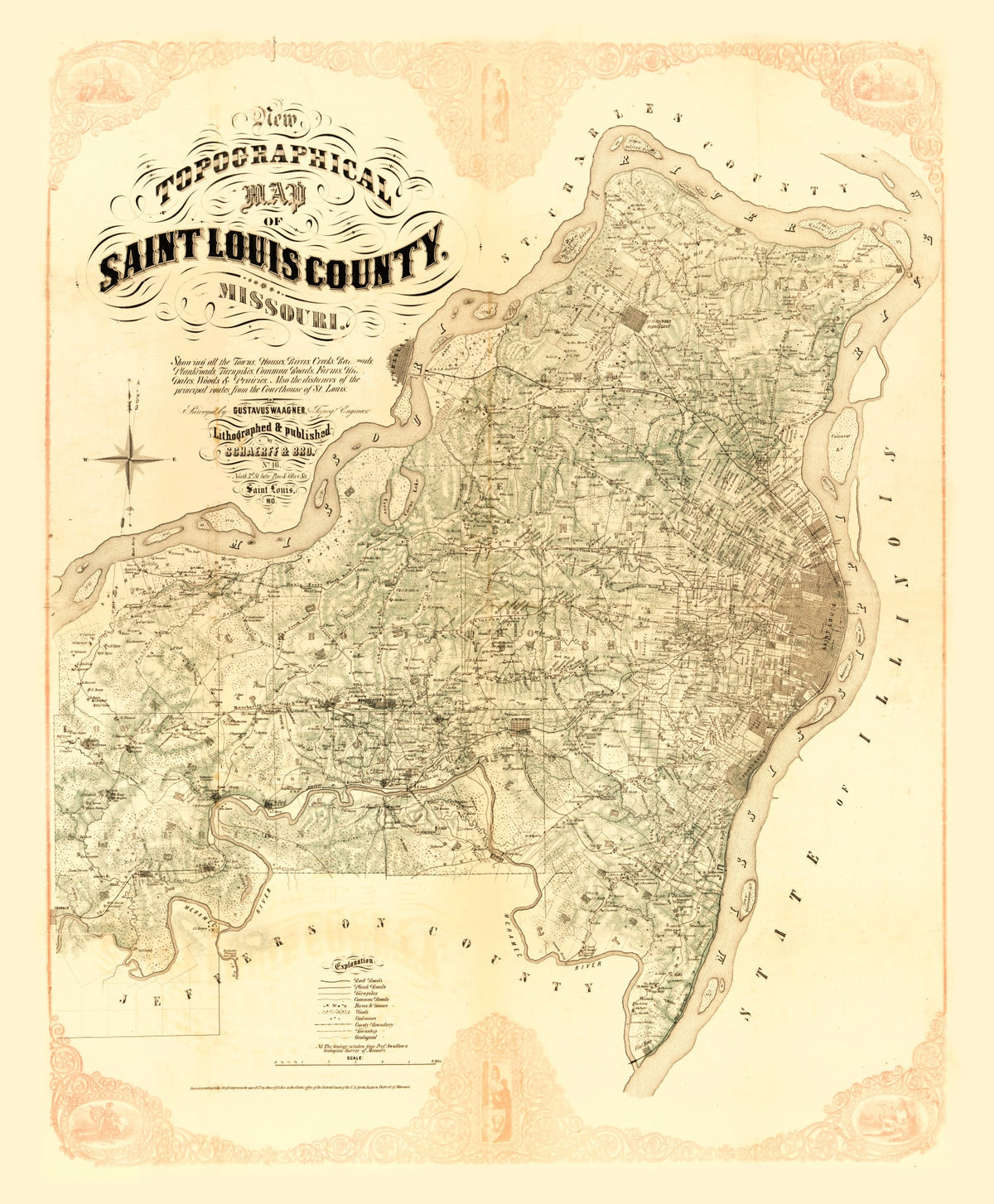 Preview of Vintage Map of Saint Louis County, Missouri 1857