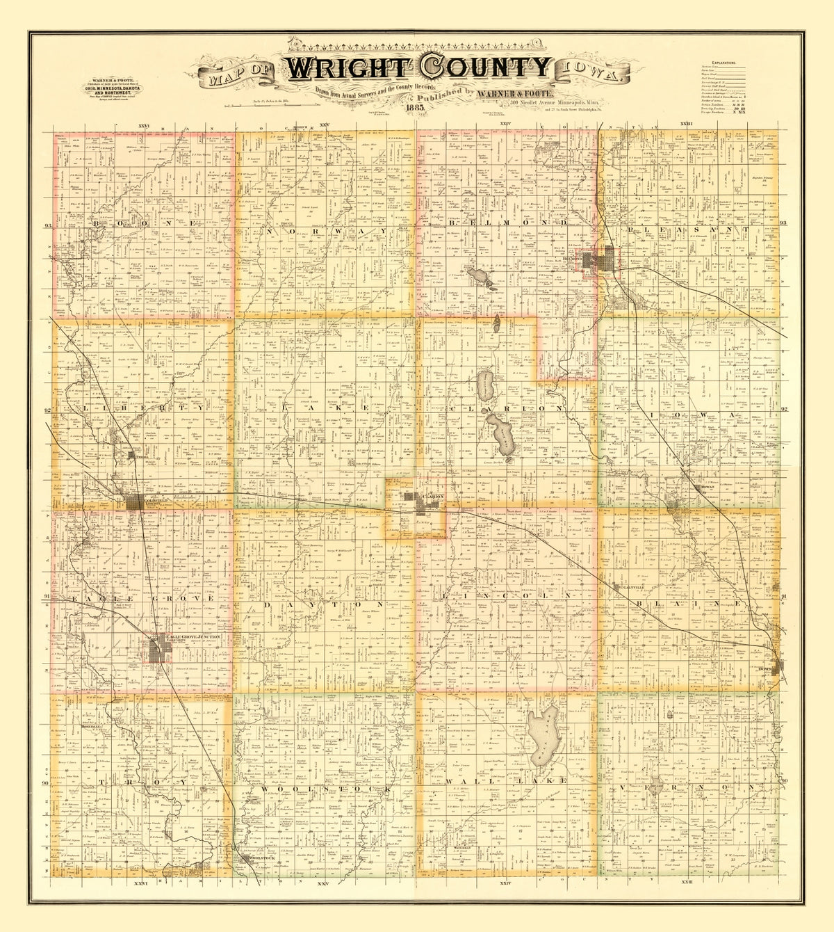 Preview of Vintage Map of Wright County, Iowa 1885