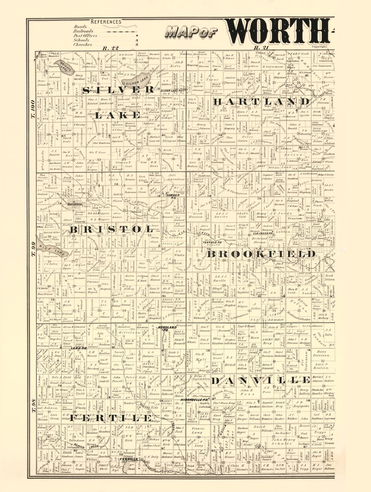 Preview of Vintage Map of Worth County, Iowa 1894