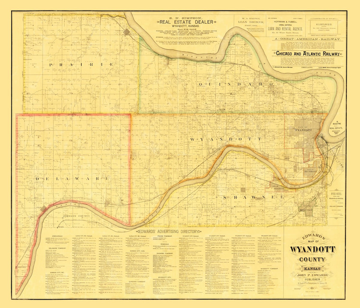 Preview of Vintage Map of Wyandotte County, Kansas 1885