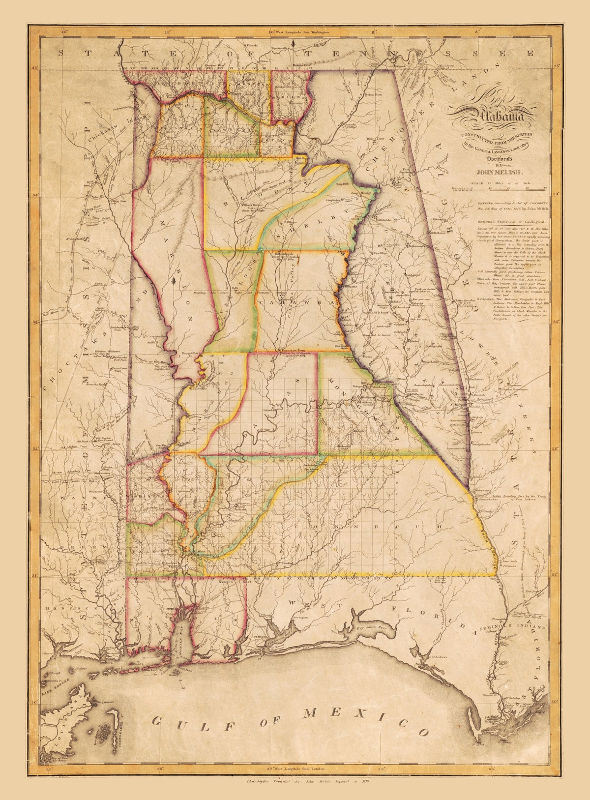 Preview of Vintage Map of Alabama 1818