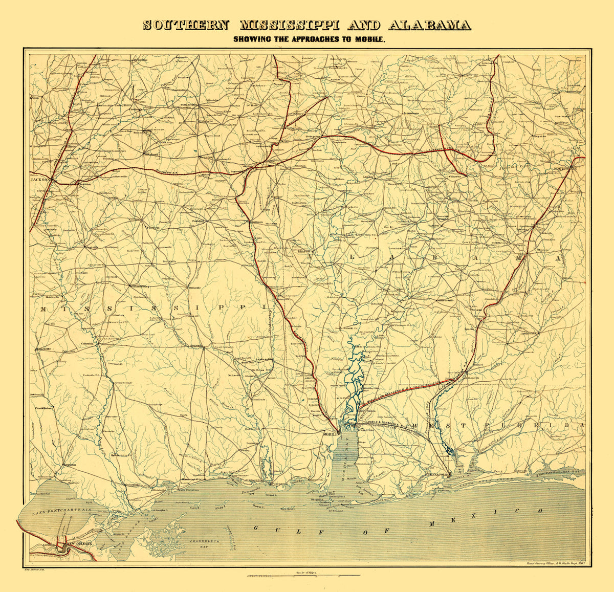Preview of Vintage Map of Alabama 1863