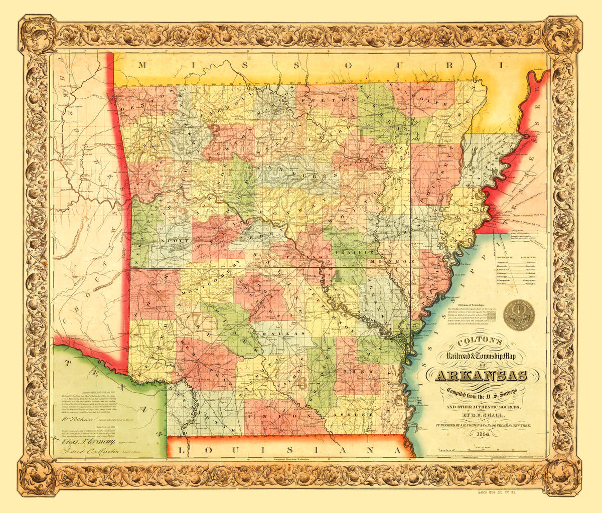 Preview of Vintage Map of Arkansas 1854