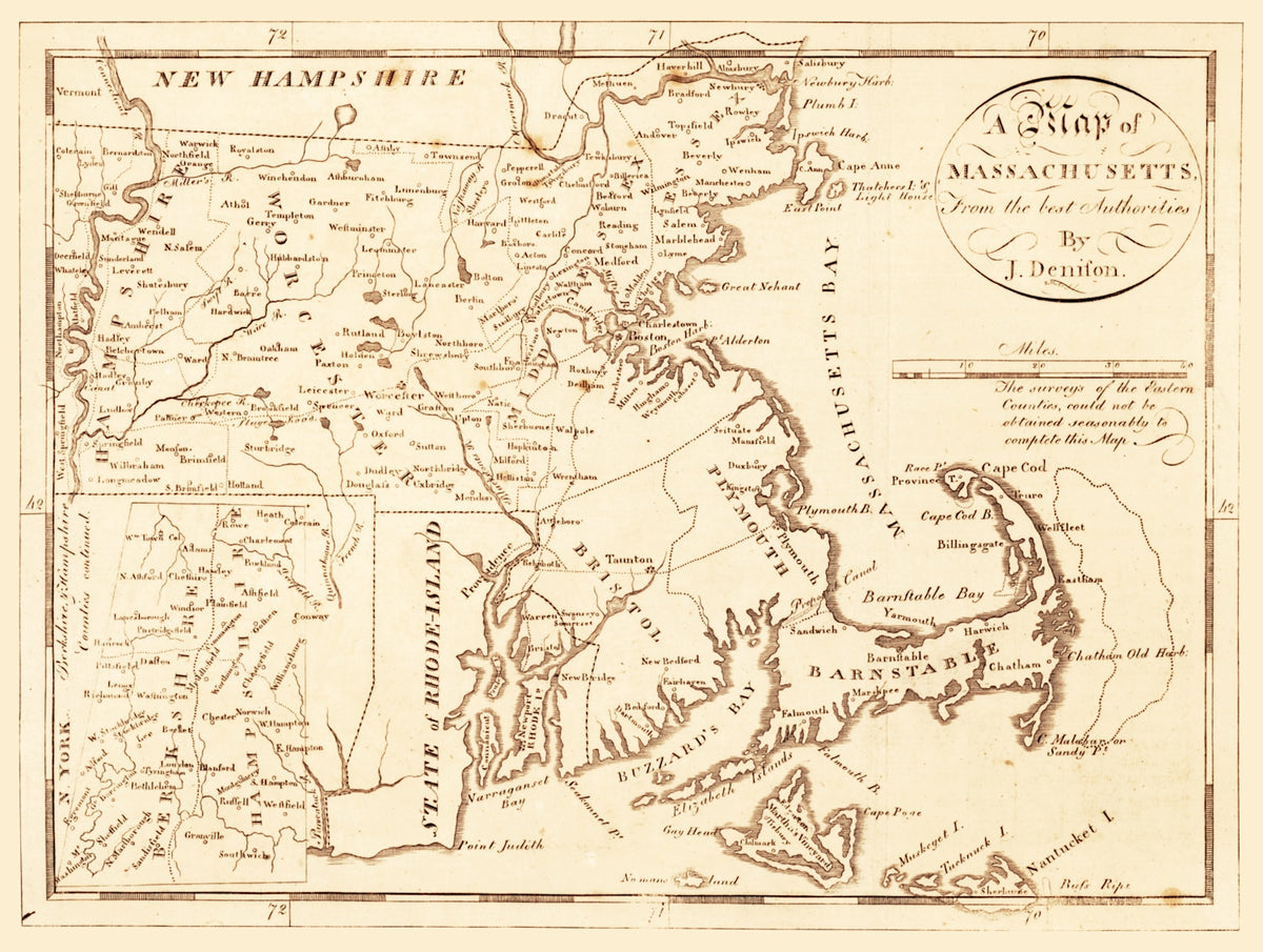 Preview of Vintage Map of Massachusetts 1796