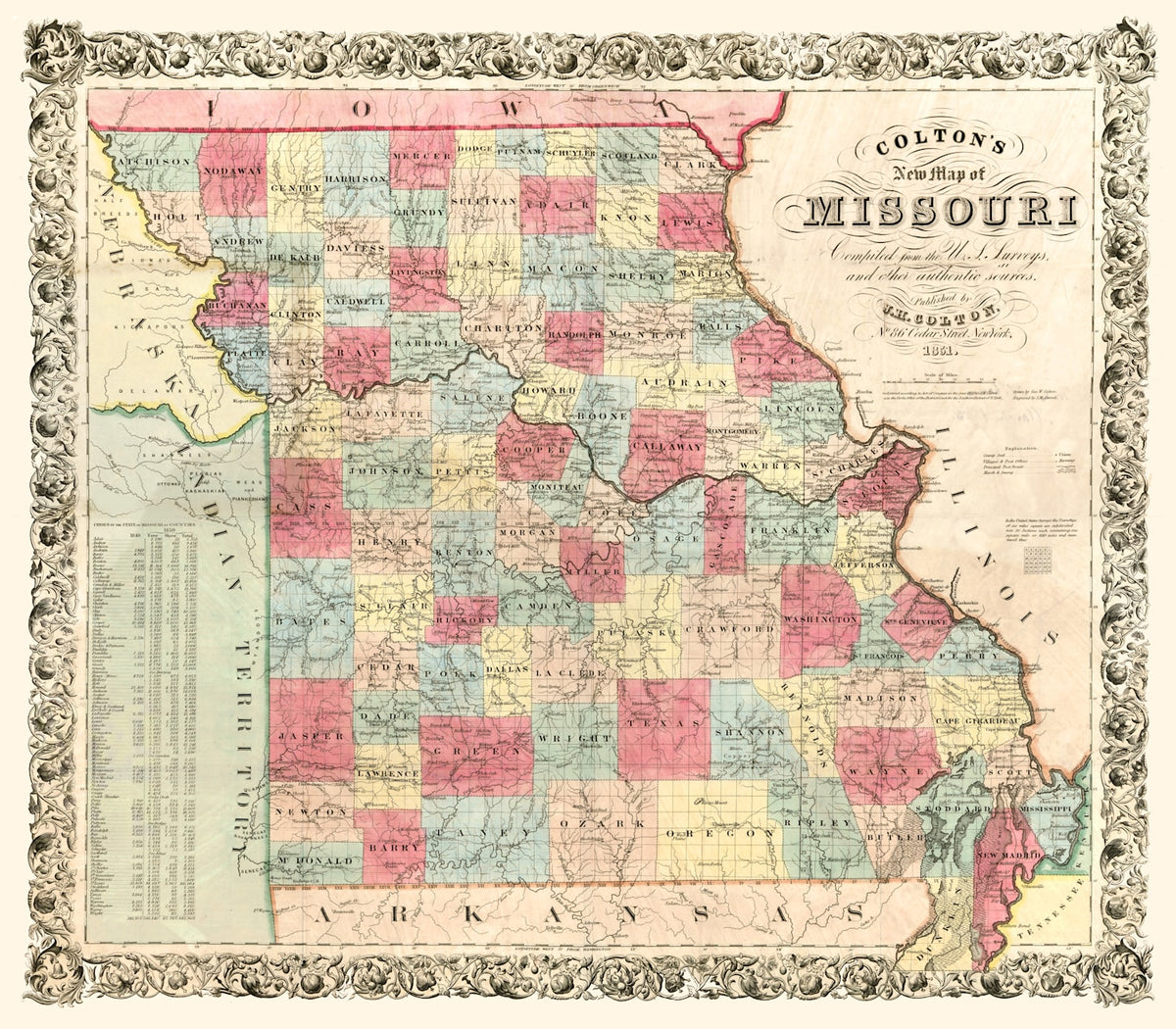 Preview of Vintage Map of Missouri 1851