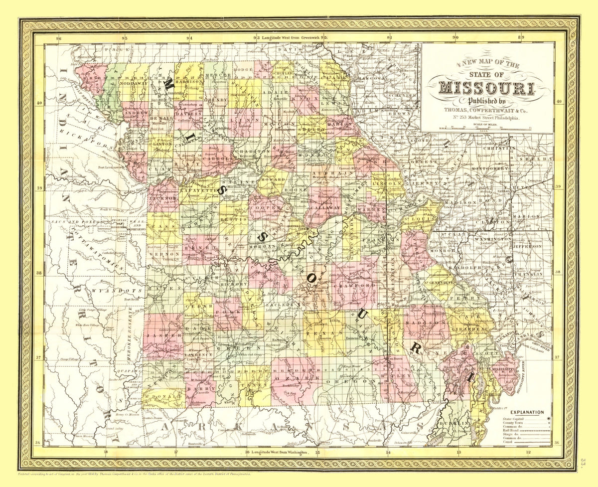 Preview of Vintage Map of Missouri 1852