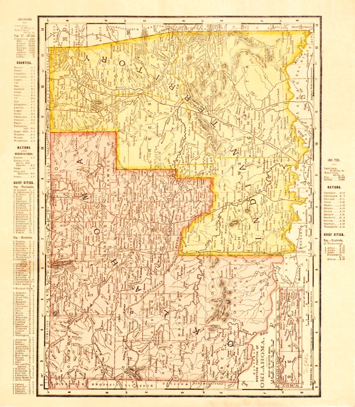 Preview of Vintage Map of Oklahoma 1895
