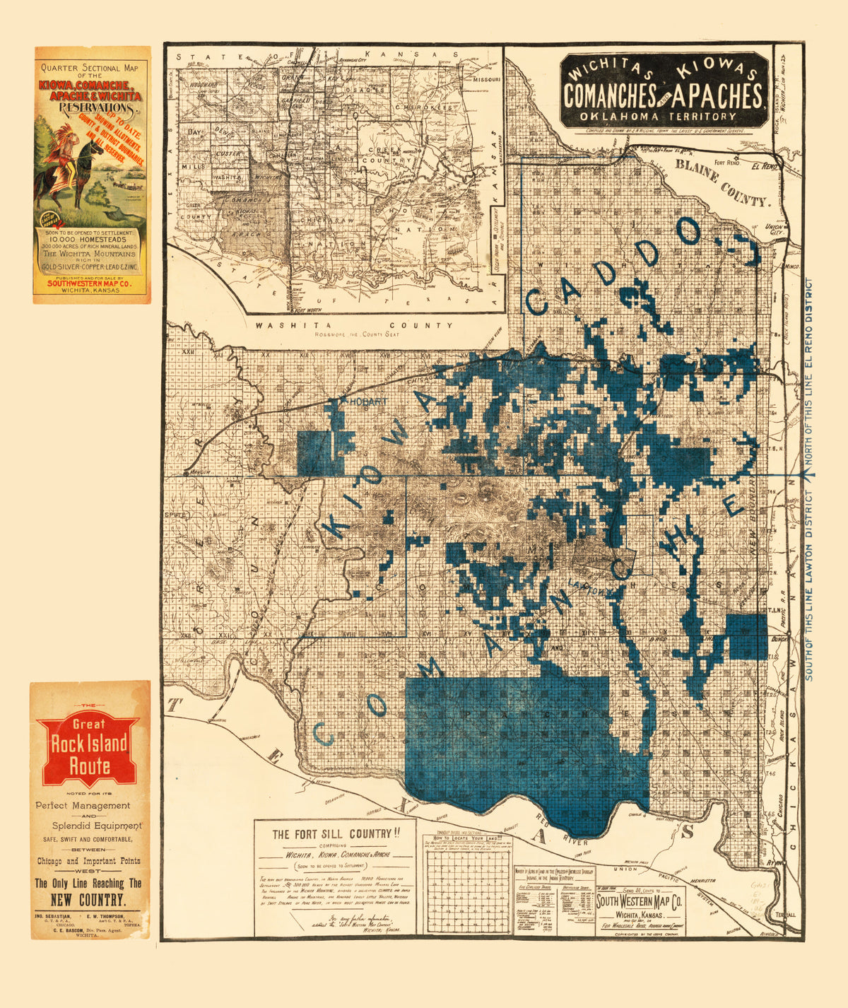 Preview of Vintage Map of Oklahoma 1890