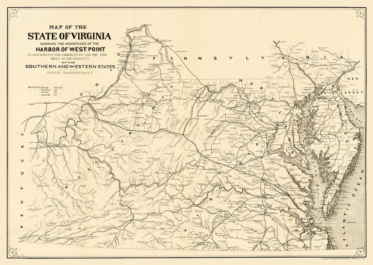 Preview of Vintage Map of Virginia 1875