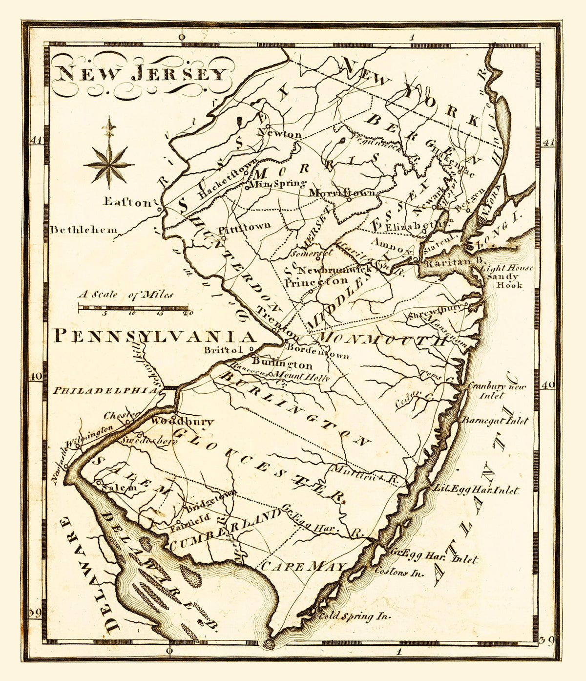 Preview of Vintage Map of New Jersey 1795