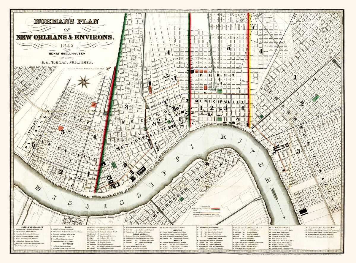 Preview of Vintage Map of New Orleans, Louisiana 1845