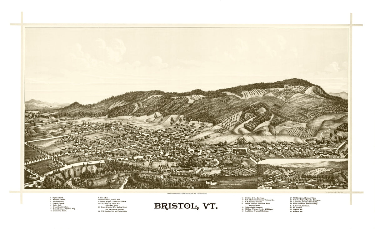 Preview of Vintage Map of Bristol, Vermont 1889
