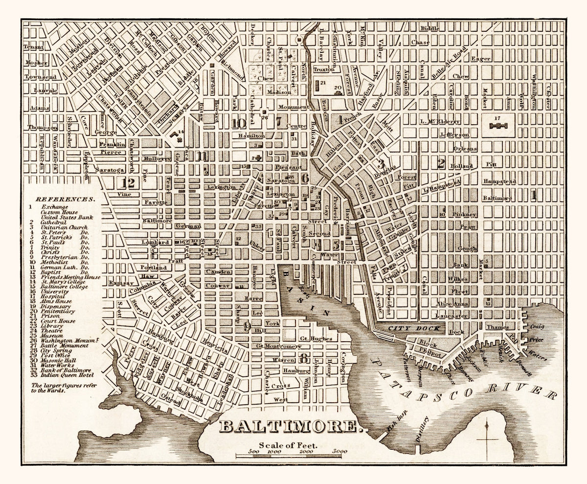 Preview of Vintage Map of Baltimore, Maryland 1846