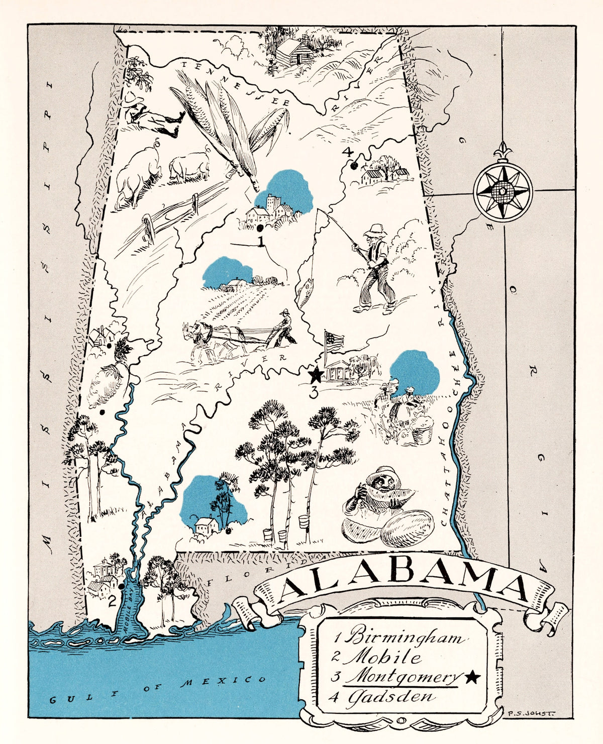 Preview of Vintage Map of Alabama 1931