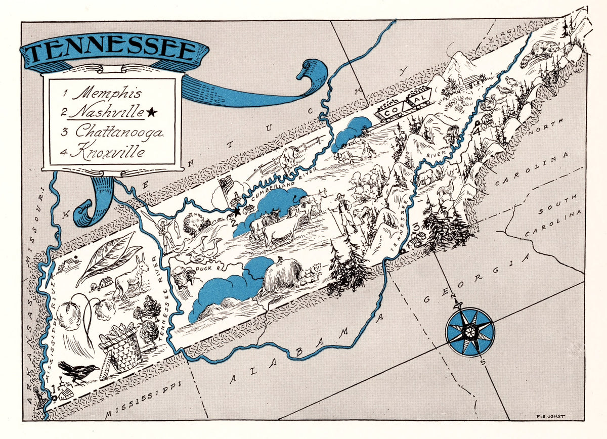 Preview of Vintage Map of Tennessee 1931
