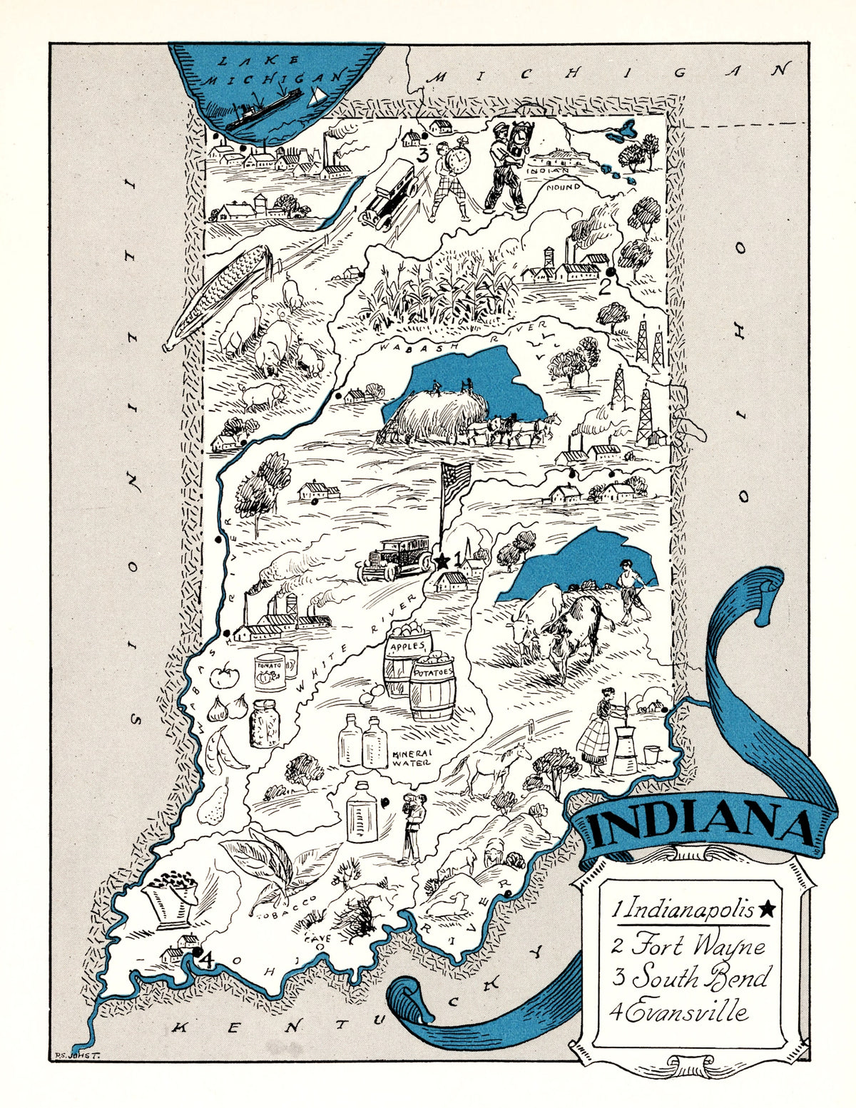 Preview of Vintage Map of Indiana 1931