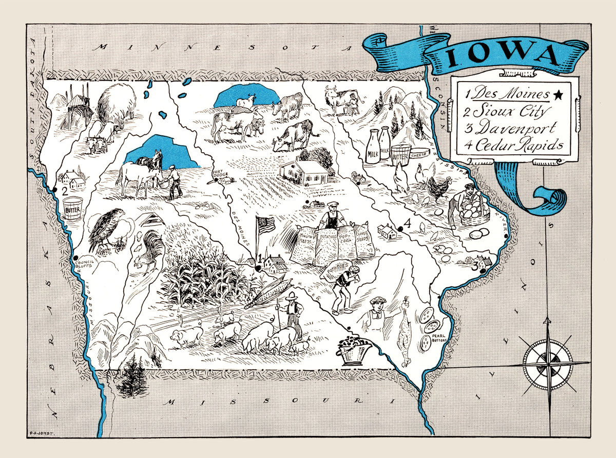Preview of Vintage Map of Iowa 1931