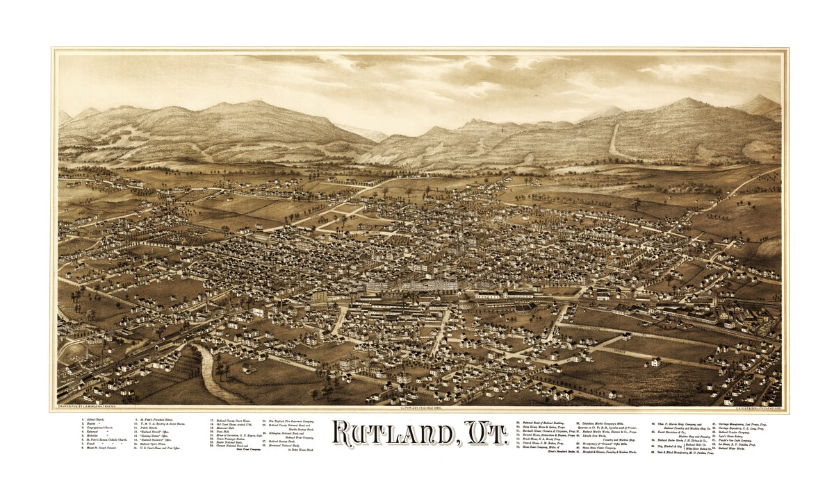 Preview of Vintage Map of Rutland, Vermont 1885