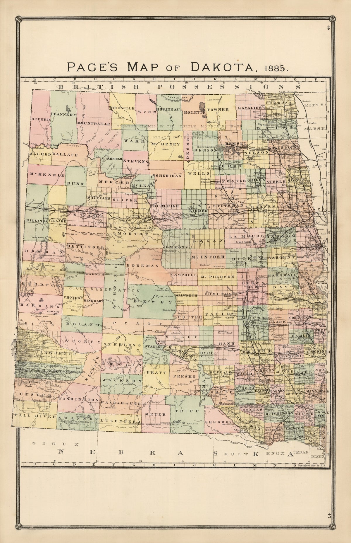 Preview of Vintage Map of Dakota Territory 1885