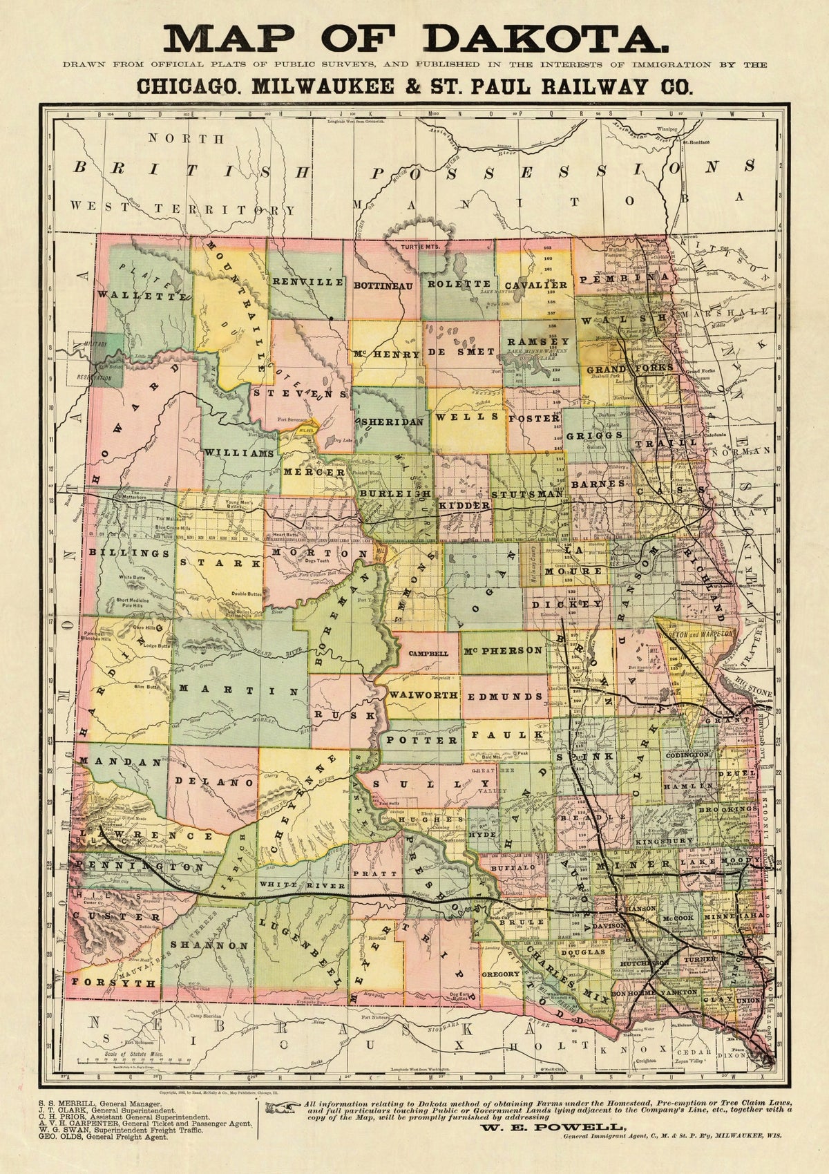 Preview of Vintage Map of Dakota Territory 1882