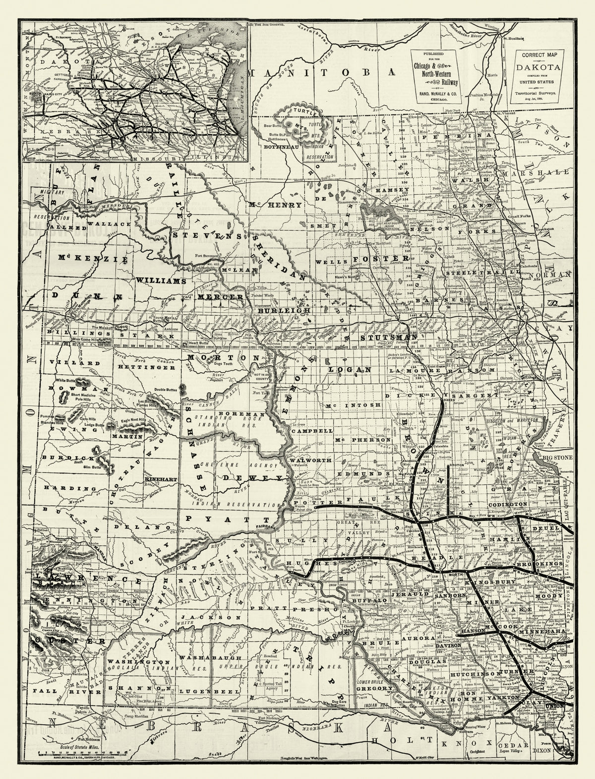 Preview of Vintage Map of Dakota Territory 1888