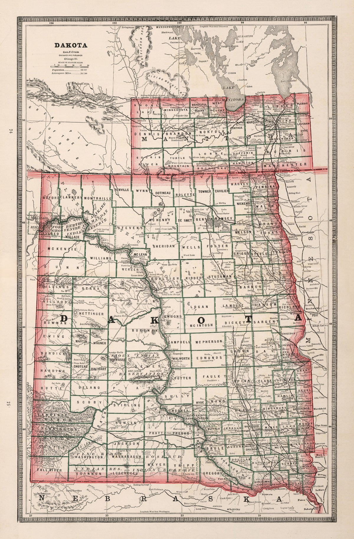 Preview of Vintage Map of Dakota Territory 1883