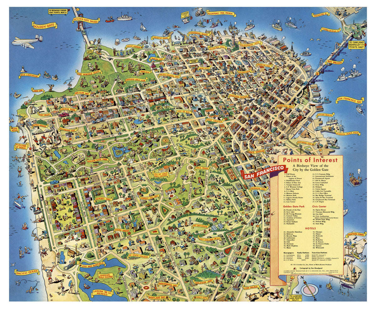 Preview of Vintage Map of San Francisco, California 1952