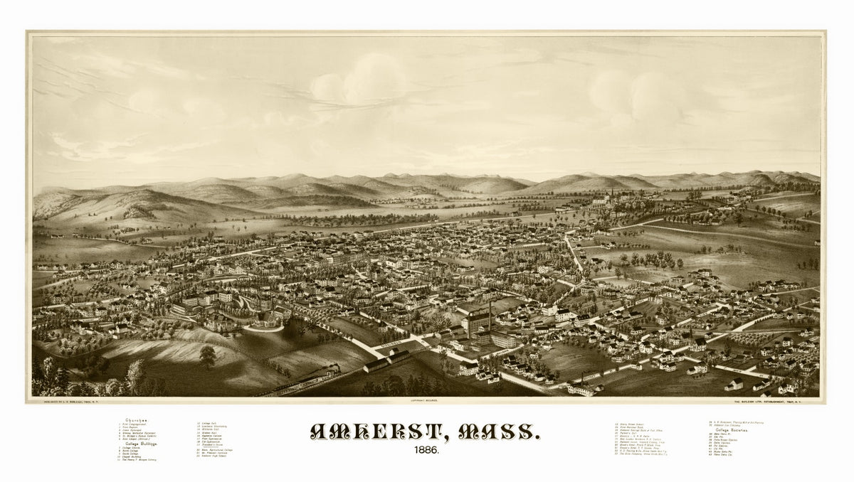 Preview of Vintage Map of Amherst, Massachusetts 1886