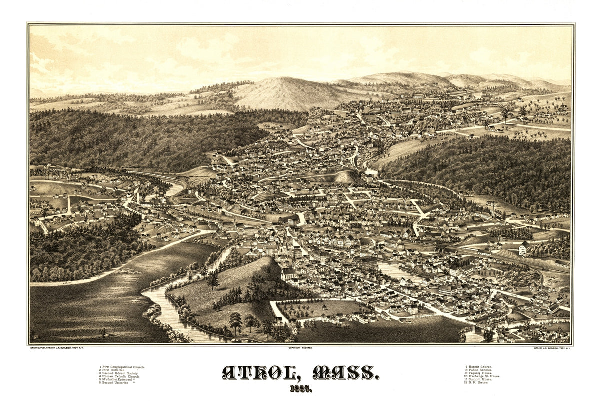 Preview of Vintage Map of Athol, Massachusetts 1887