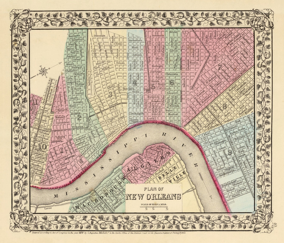 Preview of Vintage Map of New Orleans, Louisiana 1870