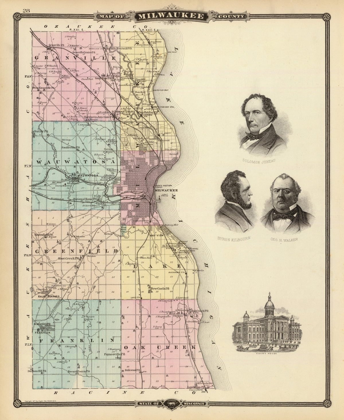 Preview of Vintage Map of Milwaukee County, Wisconsin 1878