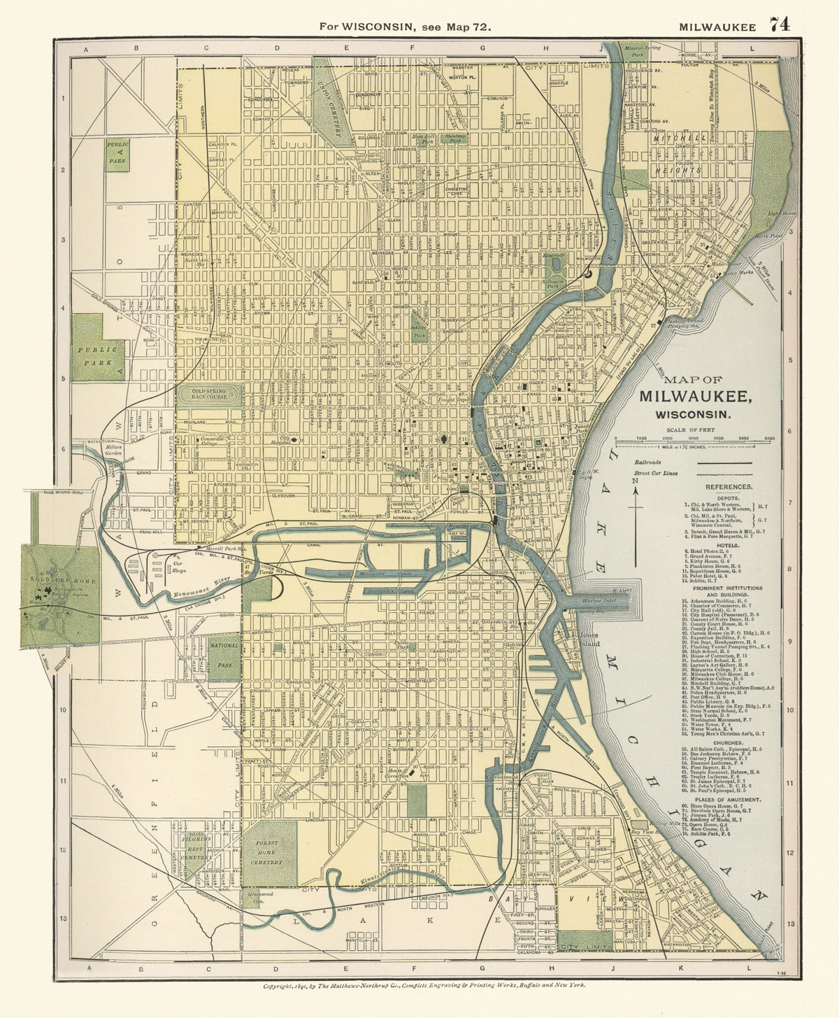 Preview of Vintage Map of Milwaukee, Wisconsin 1891