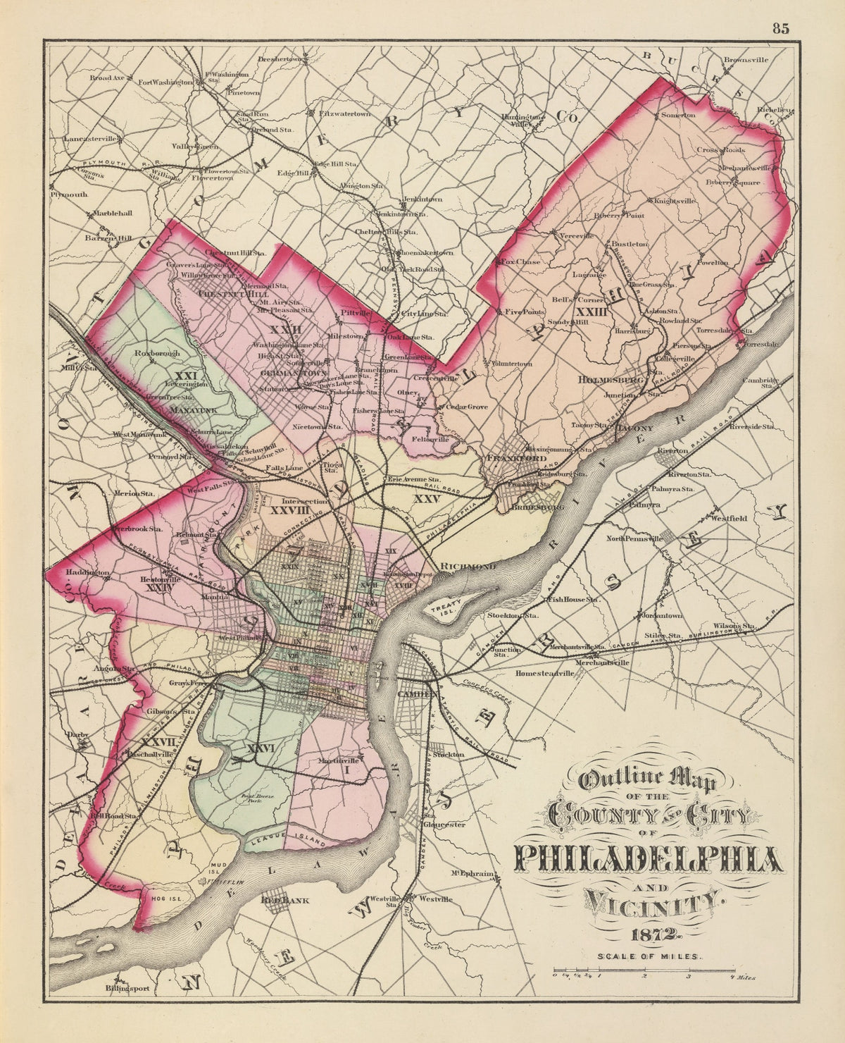Preview of Vintage Map of Philadelphia, Pennsylvania 1872